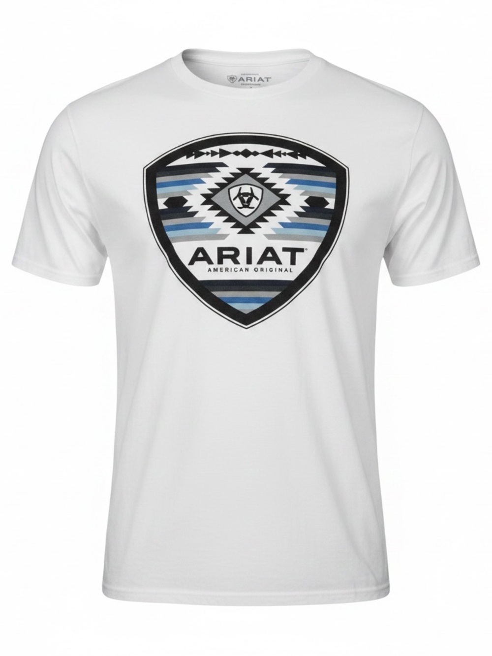 Ariat Men’s Large American Original Aztec Logo White Graphic T-Shirt 100% Cotton
